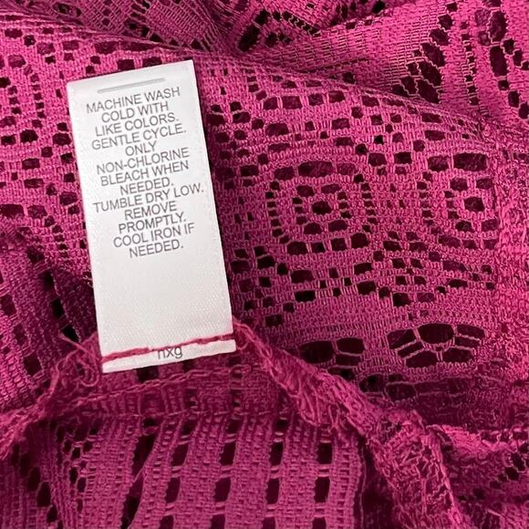 Cato Plus Size 18 20W Pink Lace Overlay Button Up Shirt Sheer Romantic Feminine - Picture 7 of 11